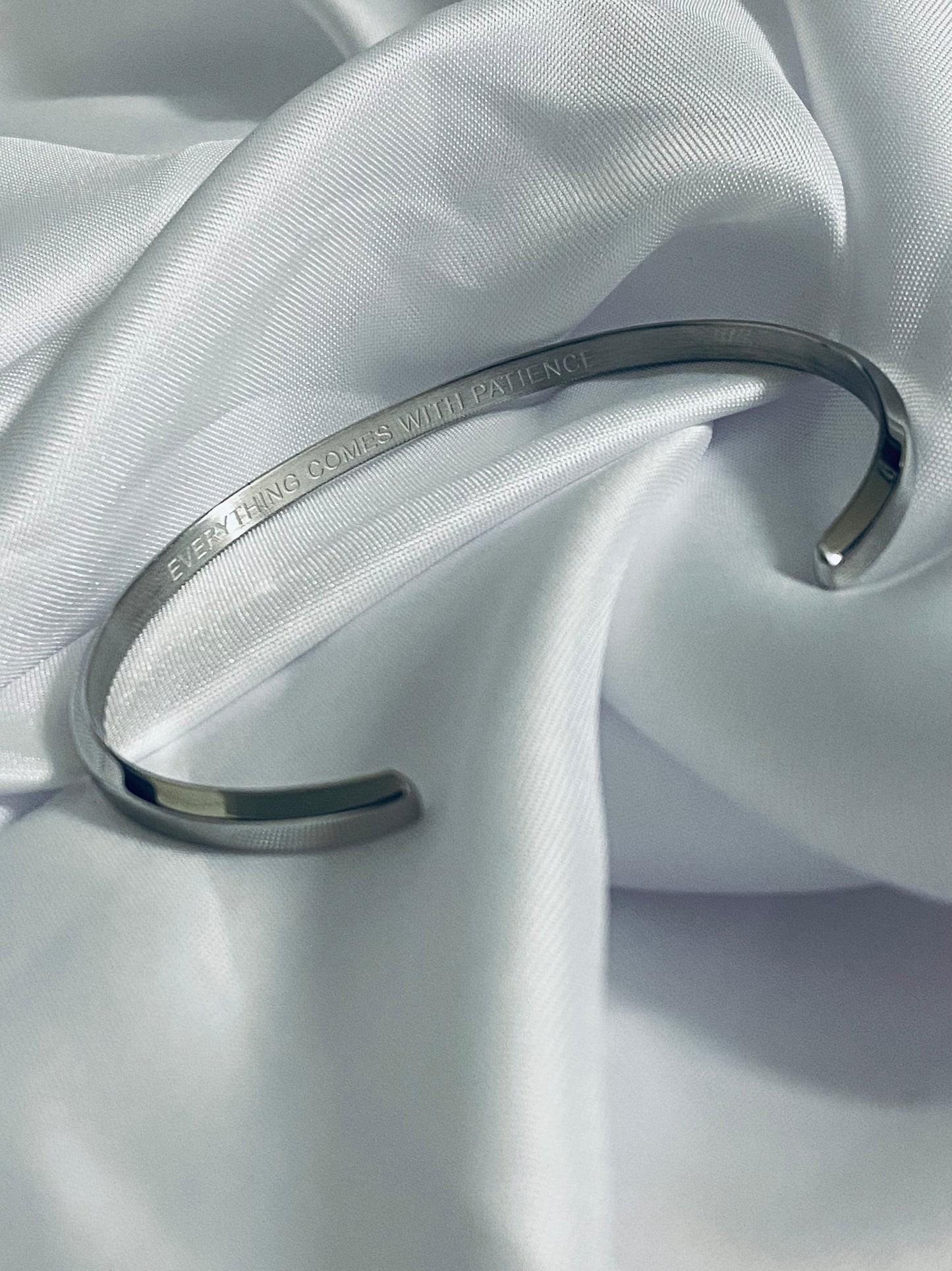 "Everything comes with patience" - Cuff Bracelet
