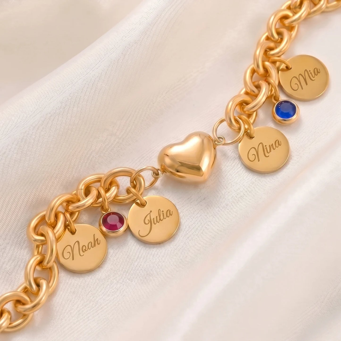Heart Charm Name Bracelet