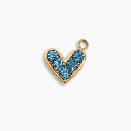 Heart Charm with Blue Zirconia