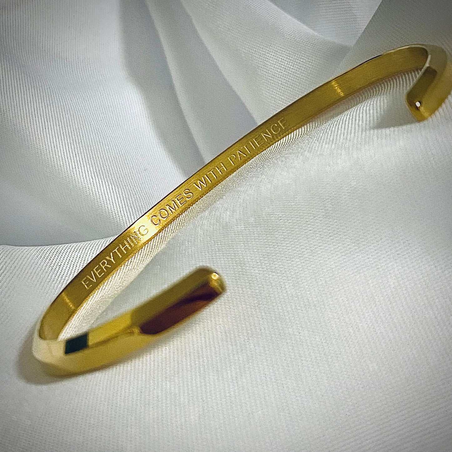 "Everything comes with patience" - Cuff Bracelet