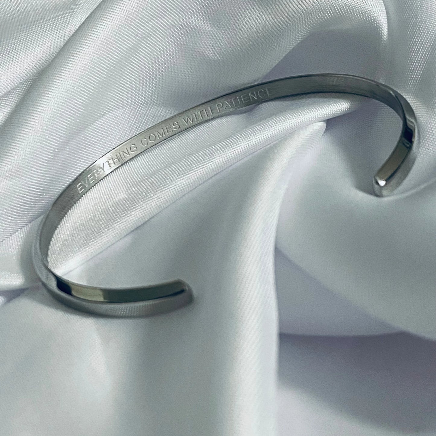 "Everything comes with patience" - Cuff Bracelet