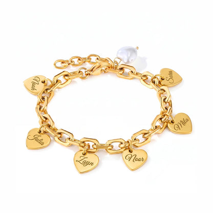 Pearl Heart Name Bracelet