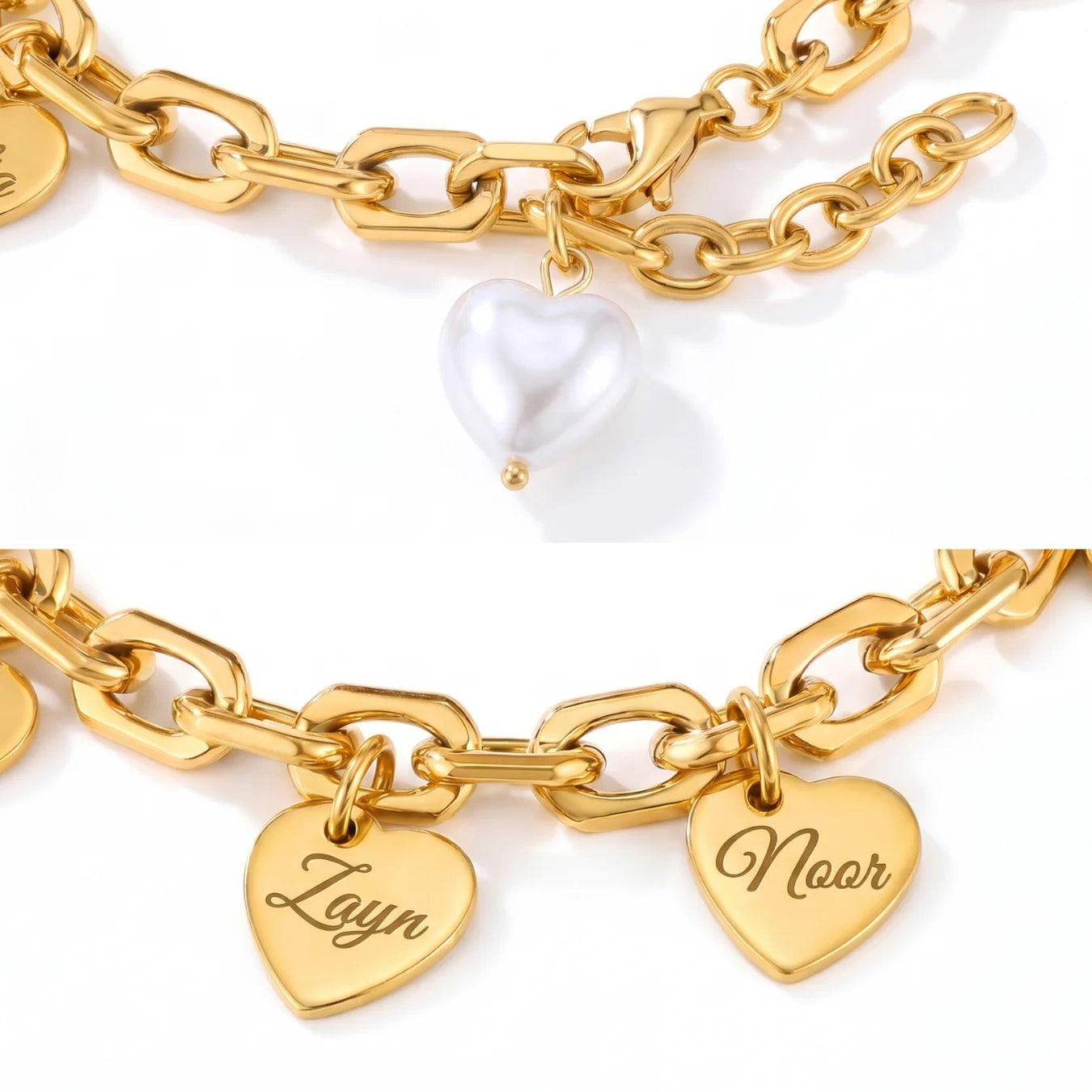 Pearl Heart Name Bracelet